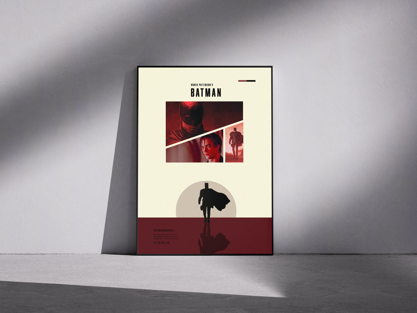The batman 2022 black and red Premium Semi-Glossy Paper Wooden Framed Poster 2