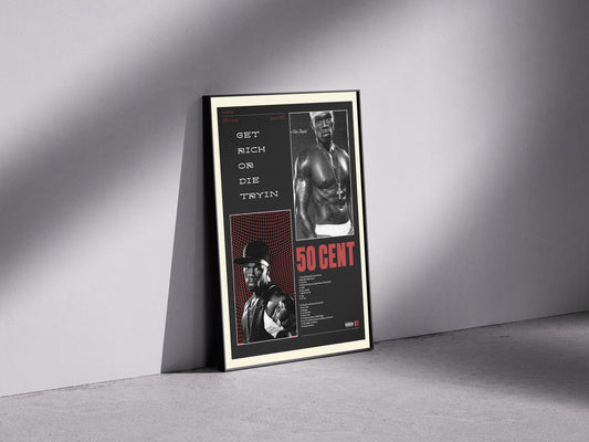 50 cent Get rich or die tryin Premium Semi-Glossy Paper Wooden Framed Poster