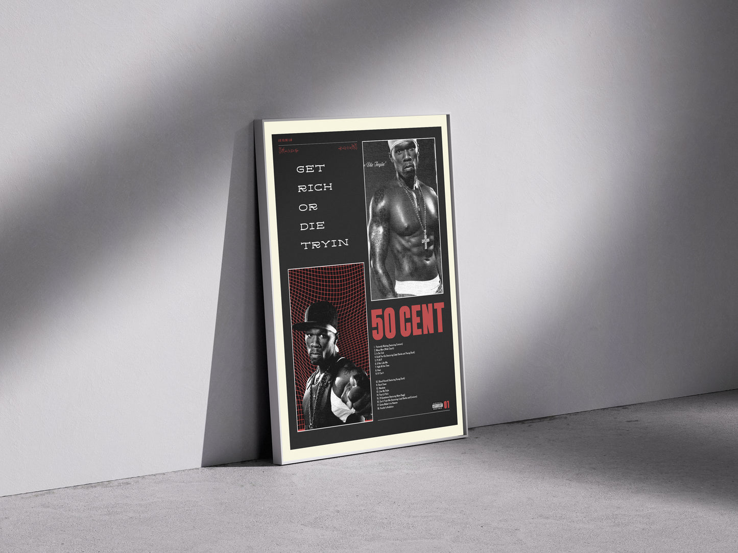 50 cent Get rich or die tryin Premium Semi-Glossy Paper Wooden Framed Poster