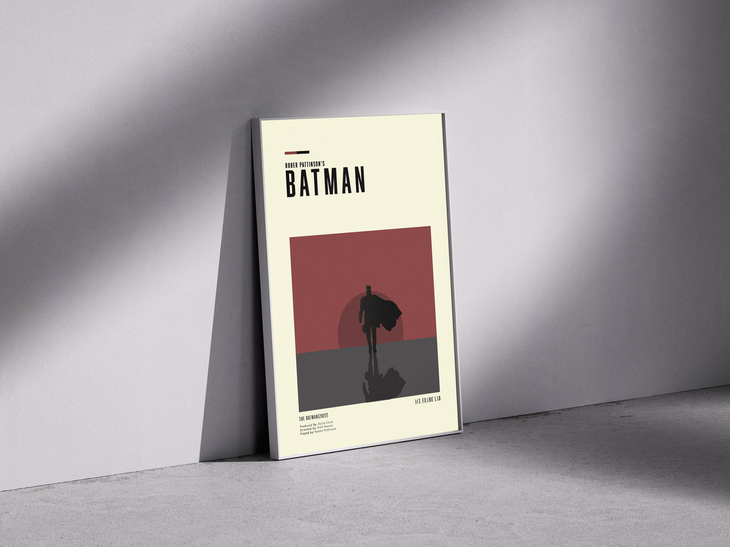 The batman 2022 black and red Premium Semi-Glossy Paper Wooden Framed Poster