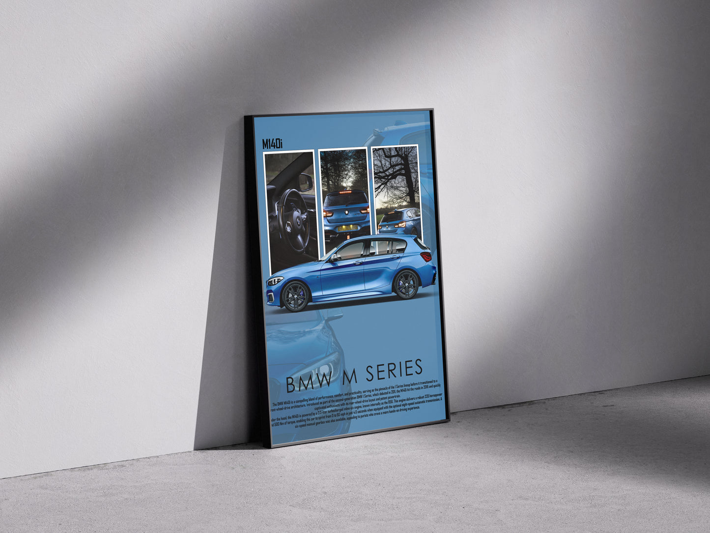 BMW window Premium Semi-Glossy Paper Wooden Framed Poster
