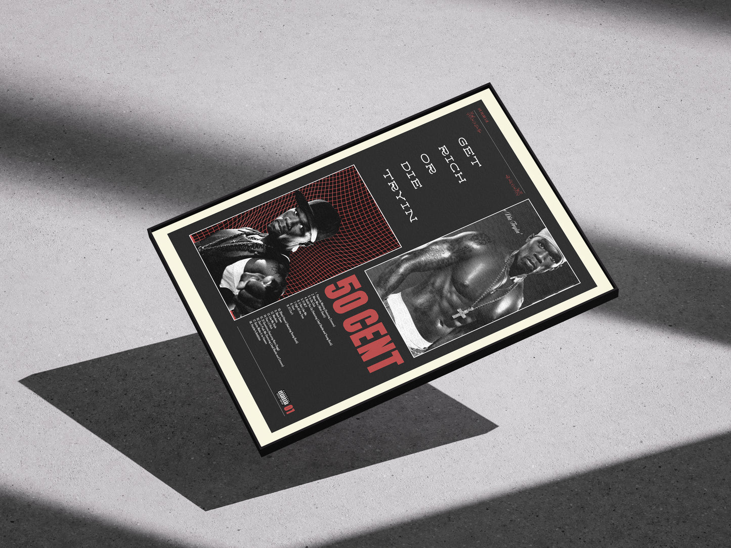 50 cent Get rich or die tryin Premium Semi-Glossy Paper Wooden Framed Poster