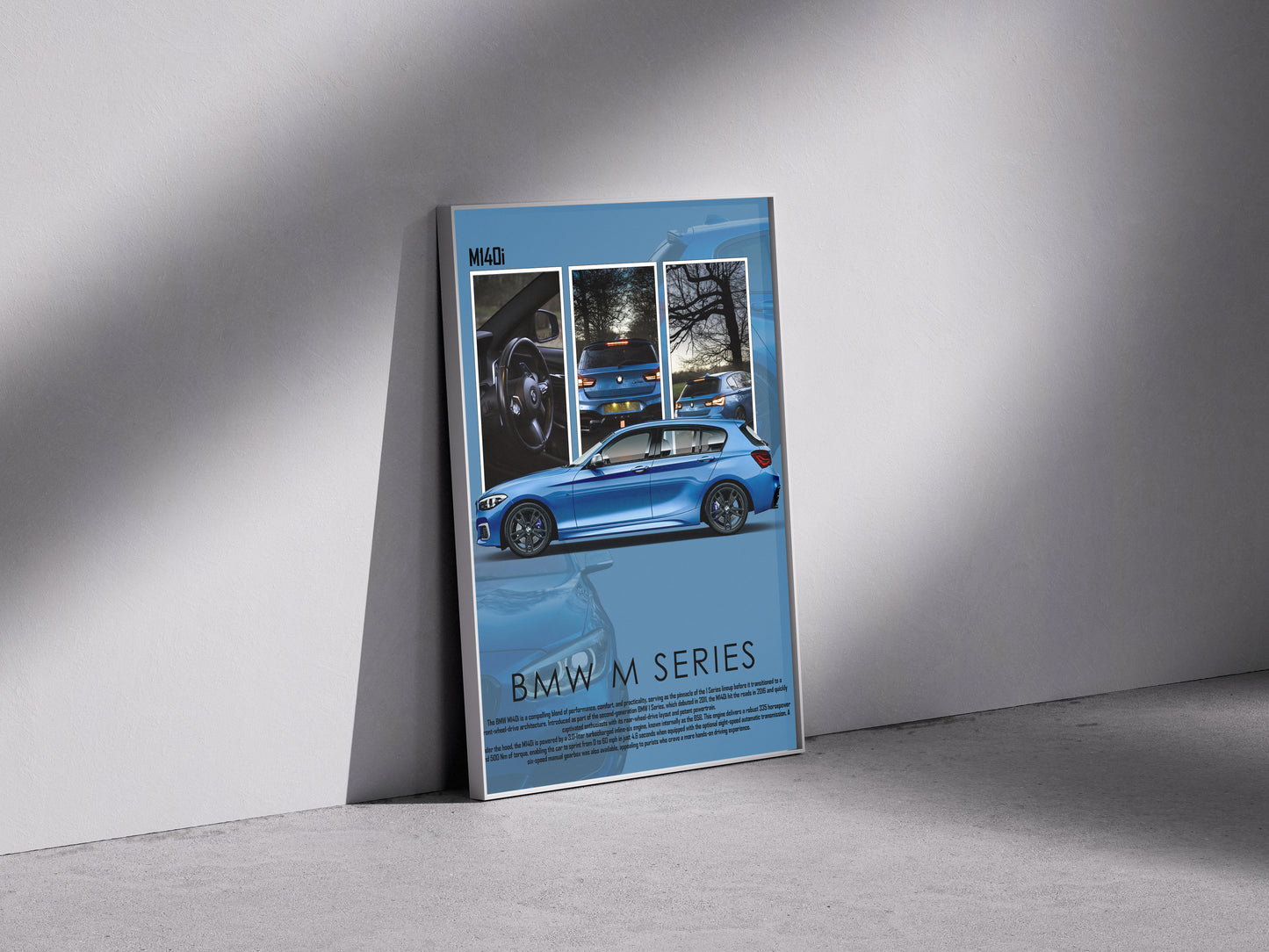 BMW window Premium Semi-Glossy Paper Wooden Framed Poster