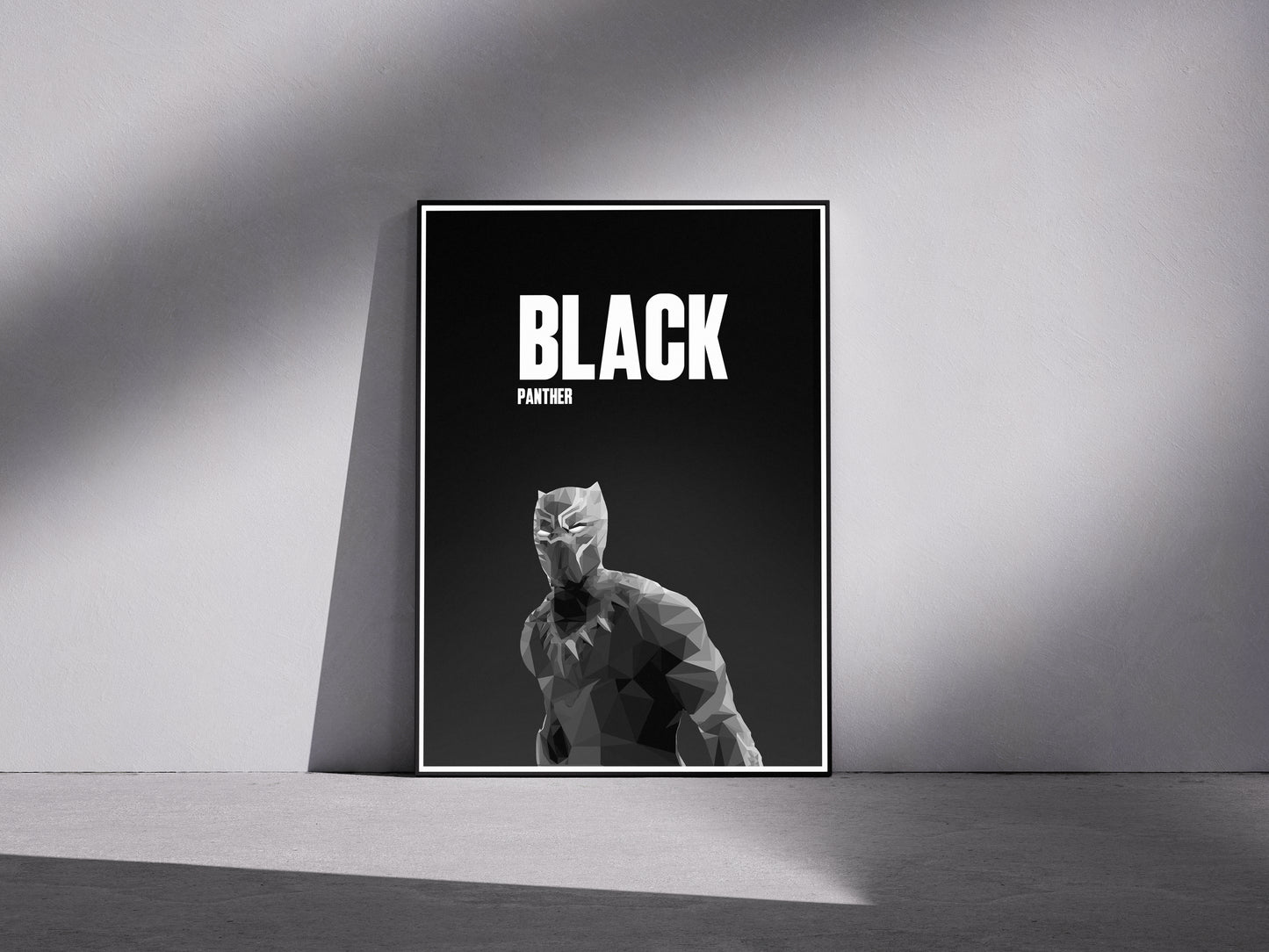 Marvel black panther low poly Premium Semi-Glossy Paper Wooden Framed Poster