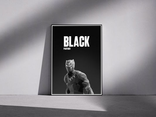 Marvel black panther low poly Premium Semi-Glossy Paper Wooden Framed Poster