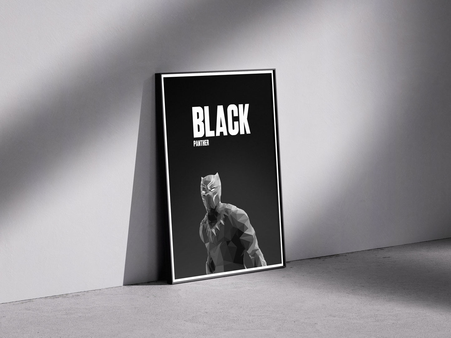 Marvel black panther low poly Premium Semi-Glossy Paper Wooden Framed Poster