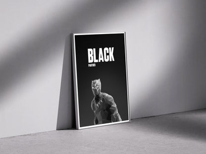 Marvel black panther low poly Premium Semi-Glossy Paper Wooden Framed Poster