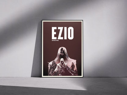 Ezio auditore Premium Semi-Glossy Paper Wooden Framed Poster