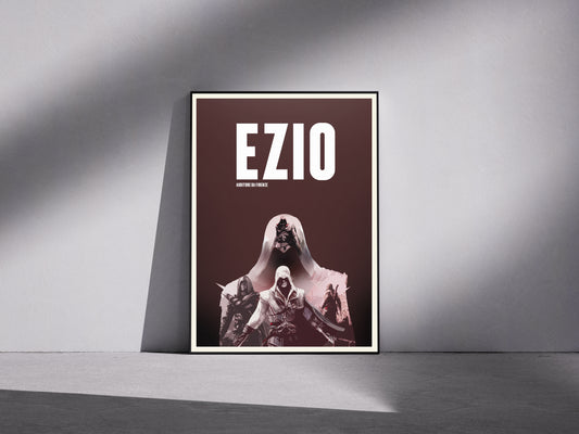 Ezio auditore Premium Semi-Glossy Paper Wooden Framed Poster