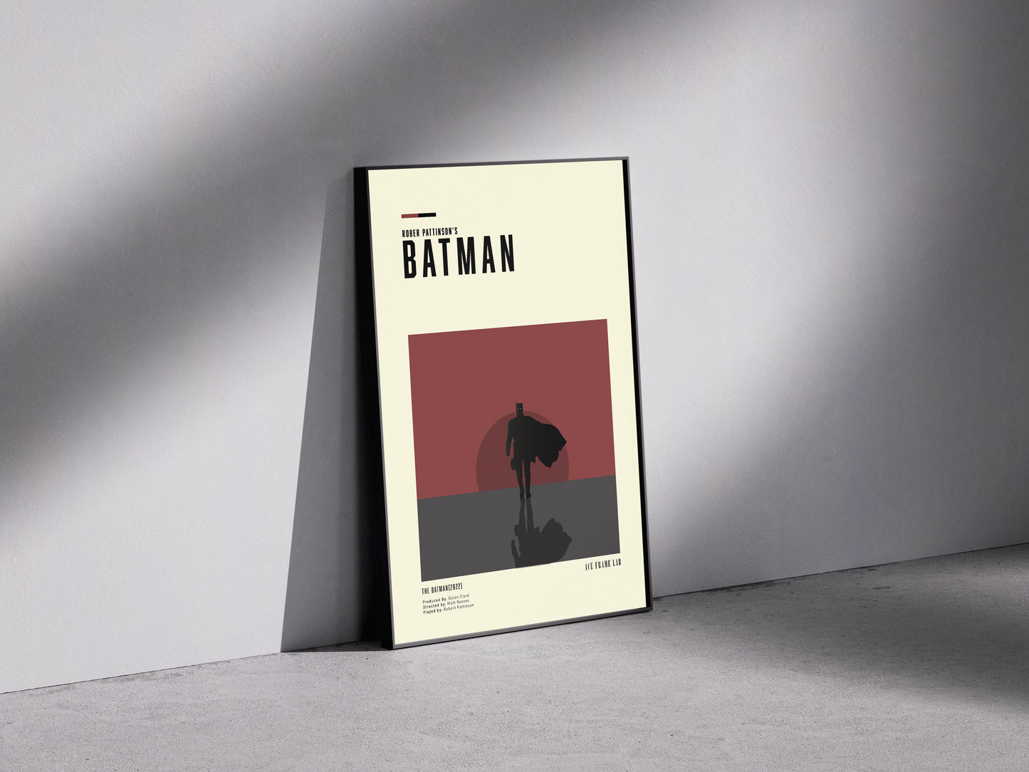 The batman 2022 black and red Premium Semi-Glossy Paper Wooden Framed Poster