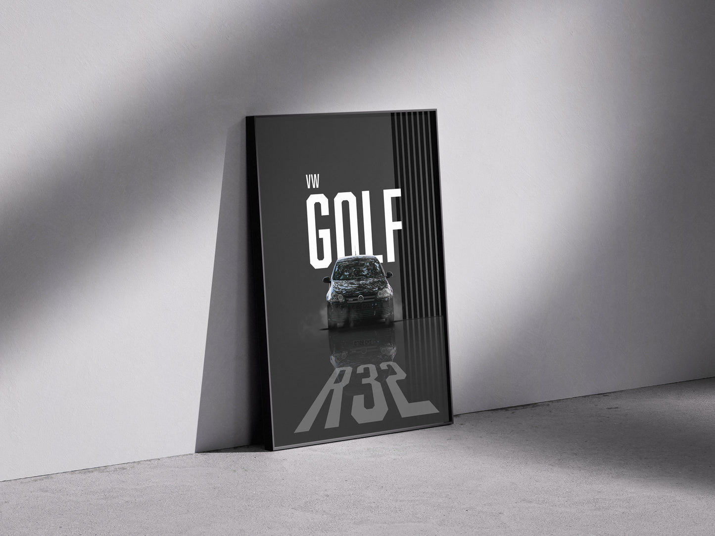 Golf MK5 R32 Premium Semi-Glossy Paper Wooden Framed Poster