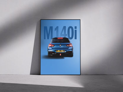BMW M140i stage 2 blue Framed photo paper poster