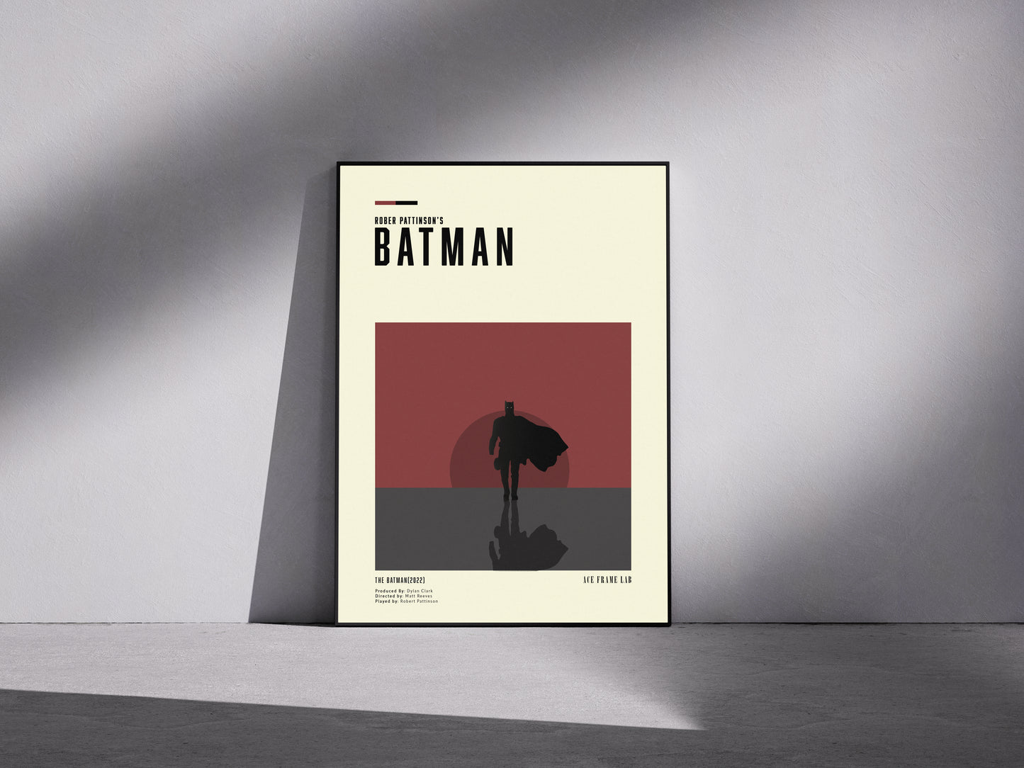 The batman 2022 black and red Premium Semi-Glossy Paper Wooden Framed Poster
