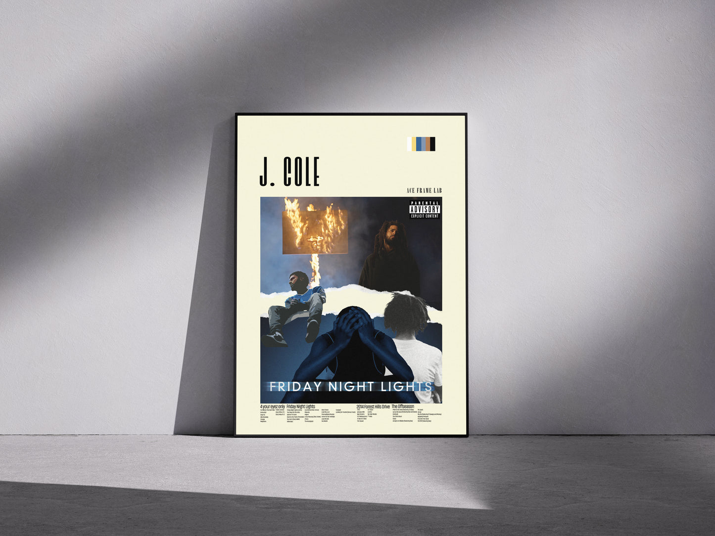 J. cole 4 album Premium Semi-Glossy Paper Wooden Framed Poster