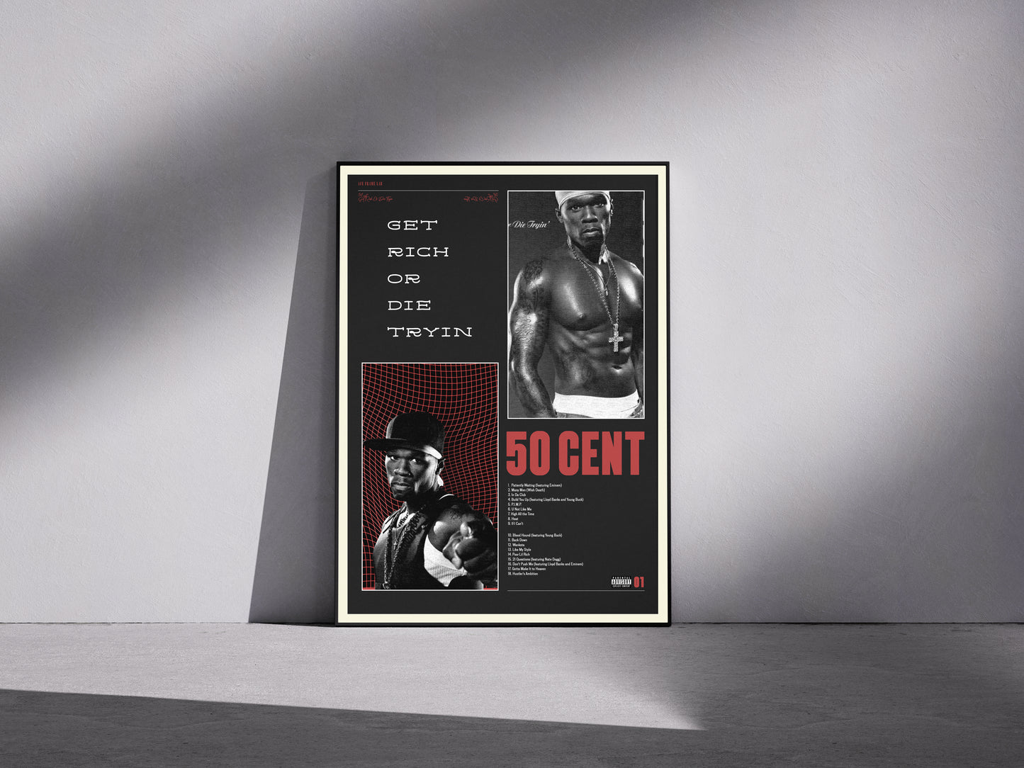 50 cent Get rich or die tryin Premium Semi-Glossy Paper Wooden Framed Poster