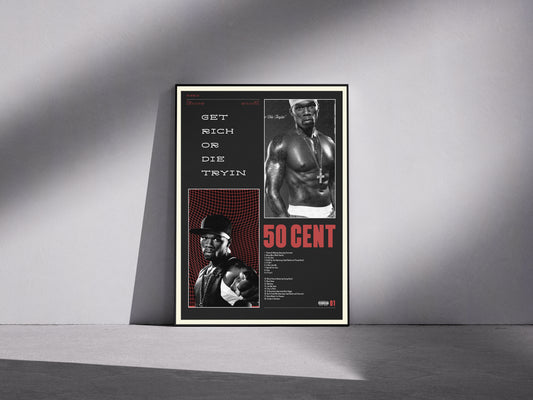 50 cent Get rich or die tryin Premium Semi-Glossy Paper Wooden Framed Poster