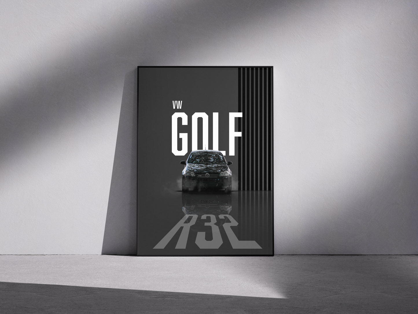 Golf MK5 R32 Premium Semi-Glossy Paper Wooden Framed Poster