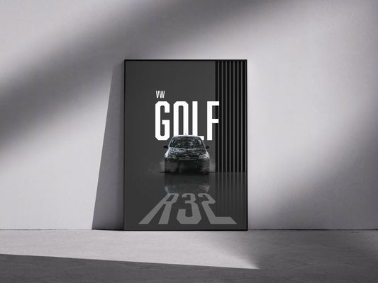 Golf MK5 R32 Premium Semi-Glossy Paper Wooden Framed Poster